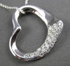 ESTATE LARGE .36CT DIAMOND 14KT WHITE GOLD PAVE OPEN HEART FLOATING PENDANT