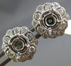 ESTATE .54CT DIAMOND 14K WHITE GOLD 3D HEXAGON FILIGREE SEMI MOUNT STUD EARRINGS