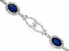 WIDE 5.39CT DIAMOND & AAA SAPPHIRE 14KT WHITE GOLD 3D LOVE KNOT TENNIS BRACELET