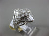 ESTATE LARGE 1.80CT ROUND & BAGUETTE DIAMOND 14K WHITE GOLD FLOWER COCKTAIL RING