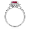 ESTATE 2.68CT DIAMOND & AAA RUBY 14KT PLATINUM GOLD 3D OVAL FLOWER PROMISE RING
