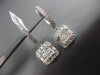 ESTATE LARGE 1.50CT DIAMOND 18KT WHITE GOLD 3D SQUARE CLUSTER HANGING EARRINGS