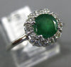ESTATE .90CT DIAMOND & AAA EMERALD 14KT WHITE GOLD 3D FLOWER CLASSIC LOVE RING