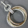 ESTATE 1.0CT DIAMOND 14KT TRI COLOR GOLD 3D CIRCLE OF LIFE OVERLAPPING PENDANT