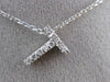 ESTATE .09CT DIAMOND 14KT WHITE GOLD 3D " T " INITIAL FLOATING PENDANT #18865