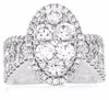 ESTATE LARGE 2.80CT DIAMOND 14K WHITE GOLD 3D OVAL HALO CLUSTER ANNIVERSARY RING