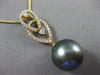 ESTATE LARGE .39CT DIAMOND 18KT YELLOW GOLD 3D TAHITIAN PEARL FLOATING PENDANT