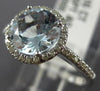 ESTATE 1.91CT DIAMOND & AAA AQUAMARINE 14KT WHITE GOLD 3D HALO ENGAGEMENT RING