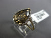 ESTATE 2.91CT DIAMOND & AAA SMOKY TOPAZ 14KT YELLOW GOLD HALO ENGAGEMENT RING