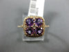 ESTATE 1.17CT DIAMOND & AAA AMETHYST 14KT ROSE GOLD 3D SQUARE FLOWER LOVE RING