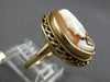 ANTIQUE LARGE .02CT DIAMOND 14KT YELLOW GOLD 3D LADY CAMEO OVAL FILIGREE RING