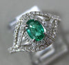 ESTATE WIDE .81CT DIAMOND & AAA EMERALD 14KT WHITE GOLD INFINITY ENGAGEMENT RING