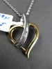 ESTATE .20CT BAGUETTE DIAMOND 14K WHITE & YELLOW GOLD FLOATING HEART PENDANT