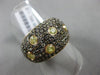 ESTATE 1.88CT YELLOW & CHOCOLATE FANCY DIAMOND 18KT TWO TONE GOLD MULTI ROW RING