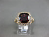 LARGE 4.20CT DIAMOND & AAA RHODOLITE 14KT ROSE GOLD SQUARE HALO ENGAGEMENT RING