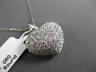 ESTATE LARGE 1.69CT DIAMOND 18KT WHITE GOLD 3D PUFF HEART PAVE FLOATING PENDANT