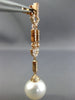 ESTATE LONG .76CT DIAMOND & AAA SOUTH SEA PEARL 18KT ROSE GOLD HANGING EARRINGS