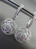 ESTATE LARGE .7CT DIAMOND 14K WHITE GOLD CIRCULAR FLOWER HUGGIE HANGING EARRINGS