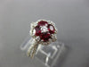 ESTATE 1.50CT DIAMOND & AAA RUBY 18KT WHITE GOLD FLOWER HALO SQUARE PROMISE RING