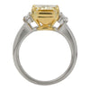 ESTATE EXTRA LARGE 5.72CT WHITE & CANARY DIAMOND 18K 2 TONE GOLD ENGAGEMENT RING