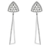 ESTATE 1.27CT DIAMOND 14K WHITE GOLD CLASSIC CLUSTER TRIANGULAR HANGING EARRINGS