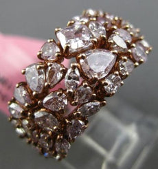 ESTATE WIDE 3.49CT PINK DIAMOND 18K ROSE GOLD MULTI ROW WEDDING ANNIVERSARY RING