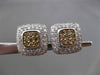 ESTATE 1.0CT FANCY YELLOW & WHITE DIAMOND 14K WHITE GOLD SQUARE CLIP ON EARRINGS