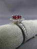 ESTATE 1.52CT DIAMOND & AAA RUBY 14KT WHITE GOLD 3D HALO CLASSIC ENGAGEMENT RING