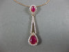 ESTATE 1.57CT DIAMOND & AAA RUBY 14KT ROSE GOLD 3D TEAR DROP FLOATING PENDANT