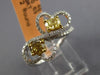 ESTATE 1.03CT WHITE & FANCY YELLOW DIAMOND 14KT 2 TONE GOLD 3D DOUBLE HEART RING