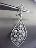 ESTATE LARGE 1.93CT DIAMOND 14KT WHITE GOLD FILIGREE HALO DROP HANGING EARRINGS