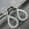ESTATE .69CT DIAMOND 18KT WHITE GOLD 3D 2 IN 1 TEAR DROP STUD HANGING EARRINGS