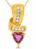 ESTATE 1.14CT DIAMOND & AAA PINK SAPPHIRE 14KT YELLOW GOLD 3D LOVE KNOT PENDANT
