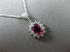 ESTATE 1.65CT DIAMOND & AAA RUBY PLATINUM 3D HALO OVAL CLASSIC FLOATING PENDANT