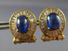 ANTIQUE LARGE 8.68CT DIAMOND & AAA SAPPHIRE 18KT YELLOW GOLD 3D CLIP ON EARRINGS