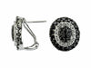 1.39CT WHITE & BLACK DIAMOND 14KT WHITE GOLD CLUSTER OVAL HALO CLIP ON EARRINGS