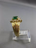 ESTATE .65CT ROUND DIAMOND & AAA EMERALD 14K YELLOW GOLD 3D OVAL ENGAGEMENT RING