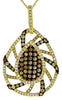 1.0CT WHITE & CHOCOLATE FANCY DIAMOND 14KT YELLOW GOLD TEAR DROP CLUSTER PENDANT
