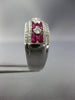 ESTATE WIDE 2.08CT DIAMOND & AAA RUBY 18KT WHITE GOLD MULTI ROW ANNIVERSARY RING