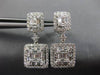 ESTATE LARGE 2.32CT DIAMOND 18KT WHITE GOLD 3D CLUSTER SQUARE HANGING EARRINGS