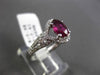 ESTATE 1.39CT DIAMOND & EXTRA FACET RUBY 18KT WHITE GOLD 3D HALO ENGAGEMENT RING
