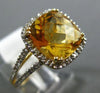 ESTATE .85CT DIAMOND & AAA EXTRA FACET CITRINE 14KT YELLOW GOLD SQUARE HALO RING