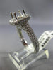 ESTATE WIDE 1.32CT DIAMOND 14K WHITE GOLD SQUARE HALO SEMI MOUNT ENGAGEMENT RING