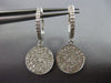 ESTATE .50CT DIAMOND 14KT WHITE GOLD 3D CLUSTER PAVE CIRCULAR HANGING EARRINGS