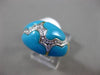 ESTATE .06CT DIAMOND & AAA TURQUOISE 14KT WHITE GOLD 3D CLOUD DESIGN FUN RING