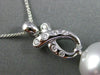 ESTATE LARGE .13CT DIAMOND & SOUTH SEA PEARL 18K WHITE GOLD 3D LOVE KNOT PENDANT