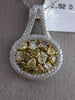 ESTATE 2.92CT MULTI COLOR FANCY DIAMOND 18K WHITE GOLD OVAL HALO PENDANT & CHAIN
