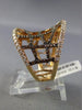 ESTATE LARGE 2.30CT DIAMOND & AAA ORANGE SAPPHIRE 18KT GOLD SPIDER WEB FUN RING