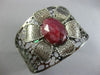 ESTATE EXTRA LARGE 26.0CT AAA RUBY 18K BLACK GOLD 3D FLOWER ROSE BANGLE BRACELET