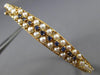 ANTIQUE WIDE .30CT SAPPHIRE & AAA PEARL 14KT YELLOW GOLD BANGLE BRACELET #24210
